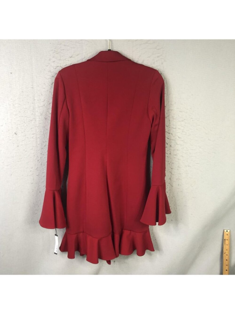 Issue New York Dress Womens M Red Ruffle Jacket Mini Long Sleeve Party Cocktail - Picture 2 of 16